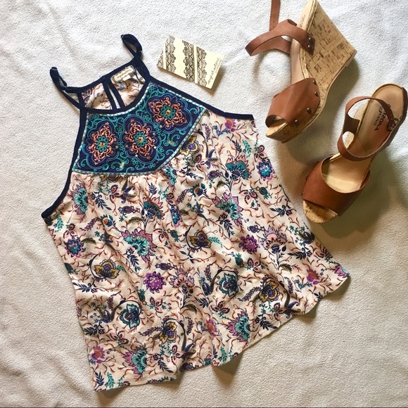 Eyeshadow Tops - Embroidered Halter Top